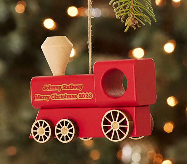 Personalized Wooden Train Ornament