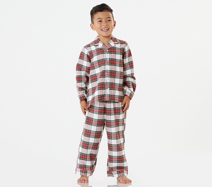 Kid's Flannel Pajama Set in Red