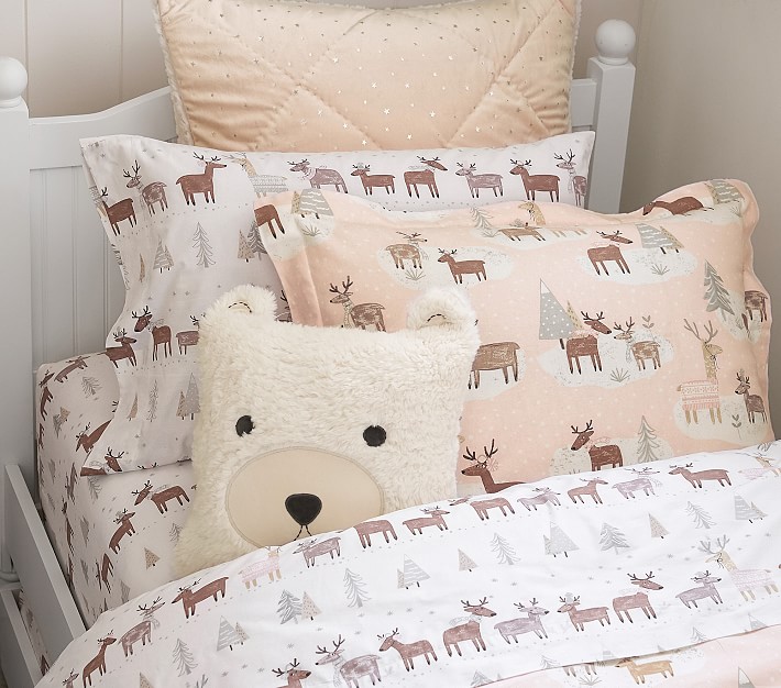 Flannel Winter Reindeer Organic Sheet Set &amp; Pillowcases