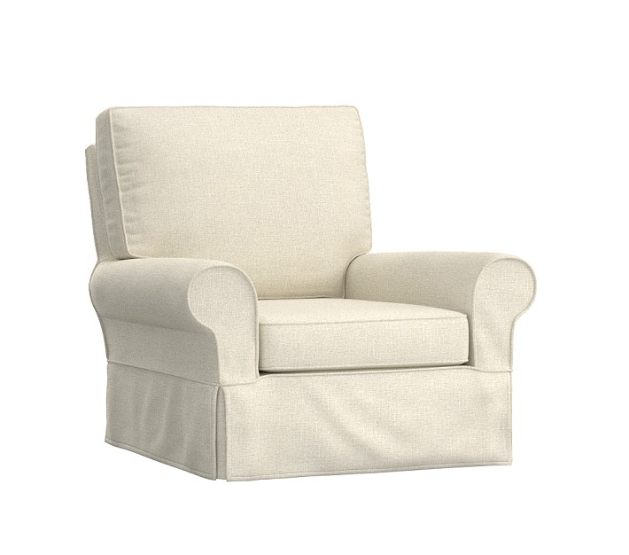 Open Box PK Comfort Small Swivel Glider, Slipcover Basketweave Slub Oatmeal Pottery Barn Kids