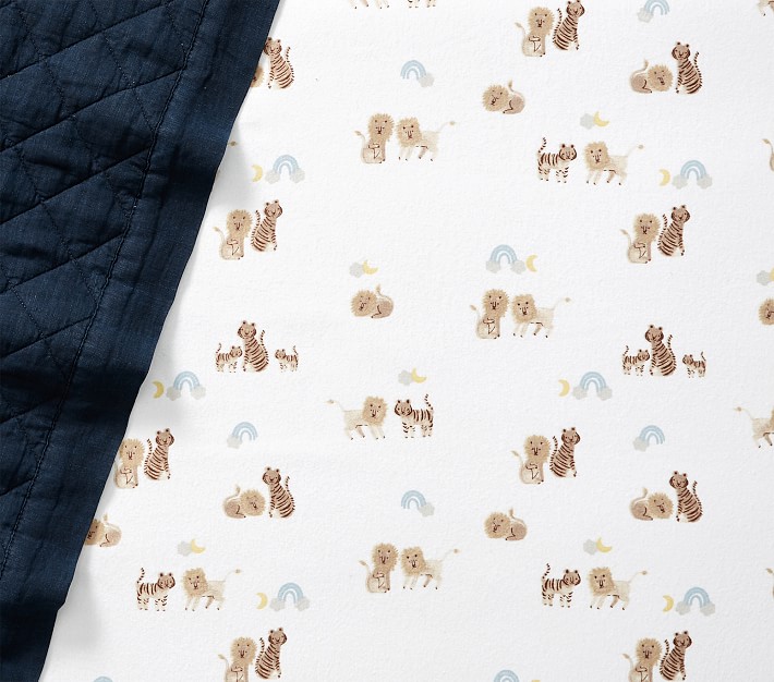 Lion Organic Flannel Crib Fitted Sheet