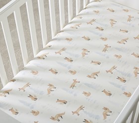 Woodland Fox Flannel Crib Fitted Sheet | Pottery Barn Kids