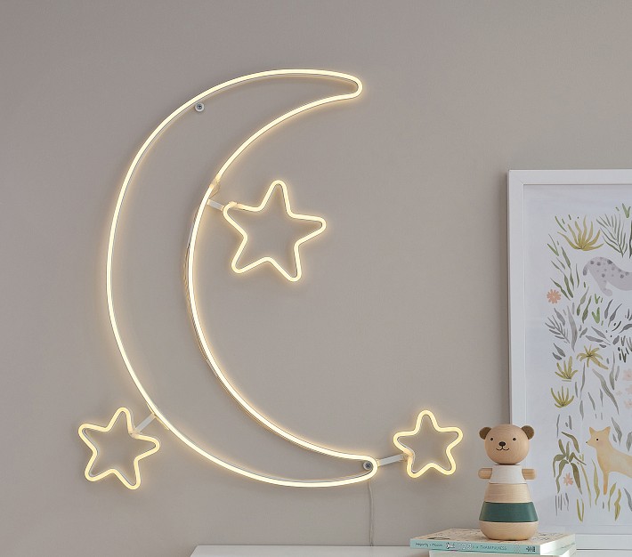 Moon And Stars Lit LED Decor