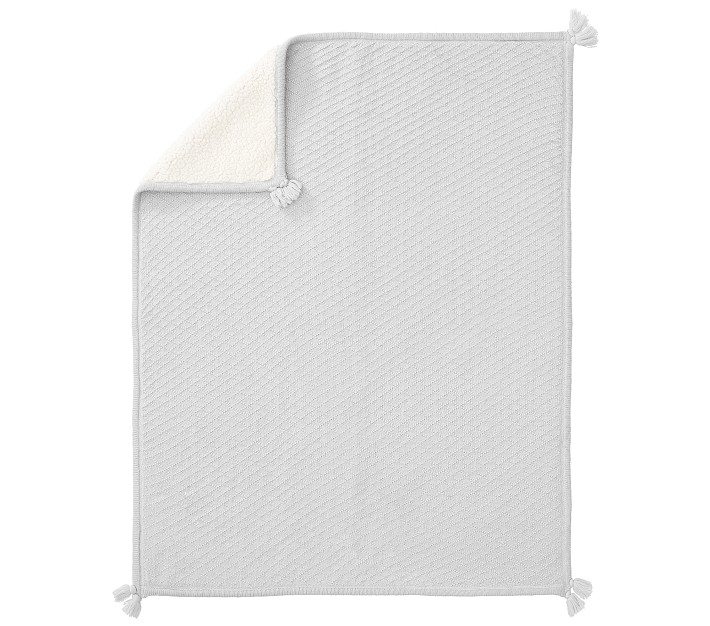 Luxe Knit Sherpa Baby Blanket, Gray