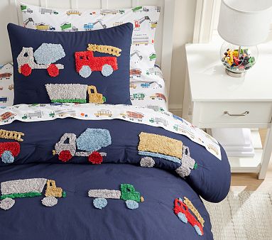 Candlewick Trucks Comforter & Shams | Pottery Barn Kids