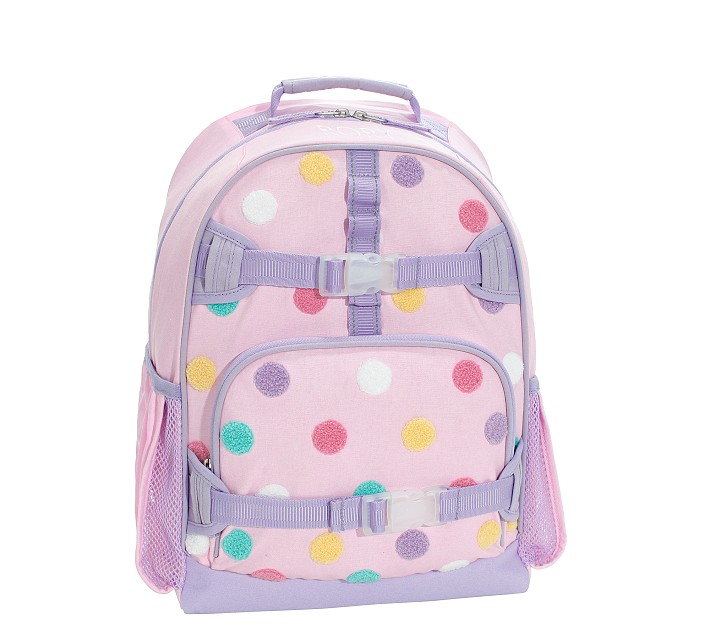 Mackenzie Pink Polka Dots Chenille Backpacks