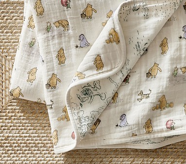 Disney s Winnie the Pooh Oversized Muslin Baby Blanket Pottery Barn Kids