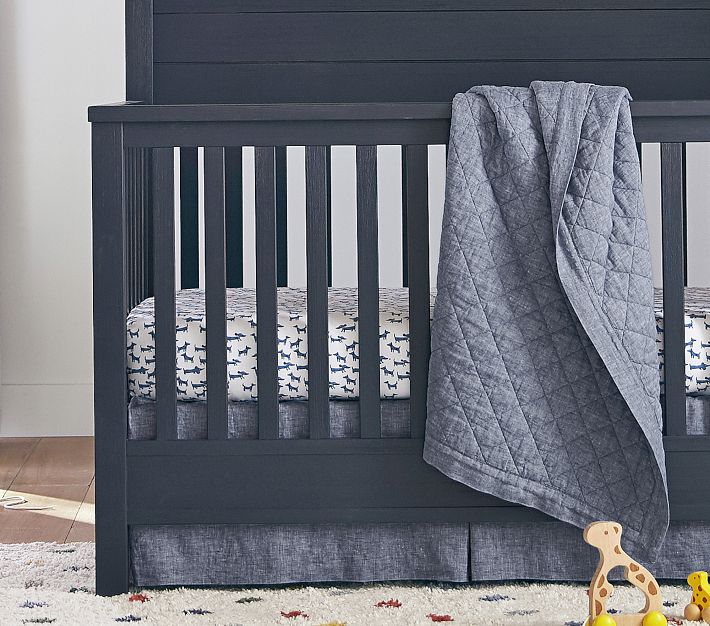 Blue crib skirt best sale