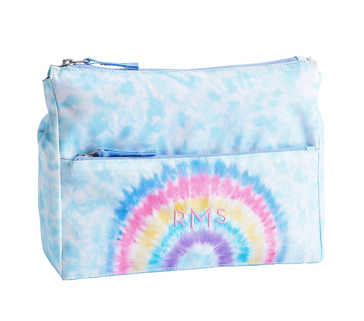 Mackenzie Aqua Bright Rainbow Tie-Dye Supplies Pouch | Pottery Barn Kids