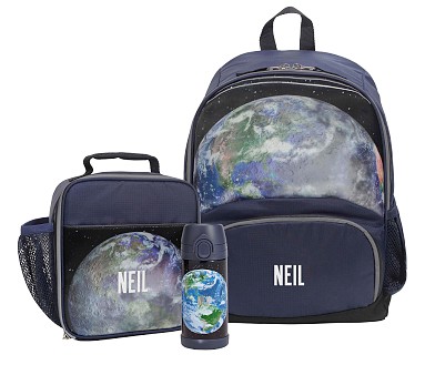 Mackenzie Earth Moon Holographic RPET Bundle Large Backpack Cold Pack Lunch 12oz Water