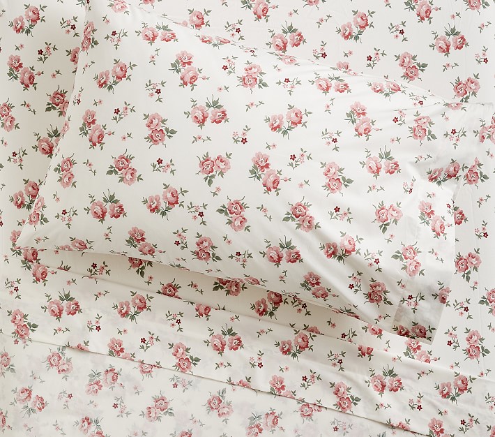 Emily &amp; Meritt Pink Cabbage Floral Organic Sheet Set &amp; Pillowcases
