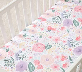 Flora Organic Crib Fitted Sheet | Pottery Barn Kids