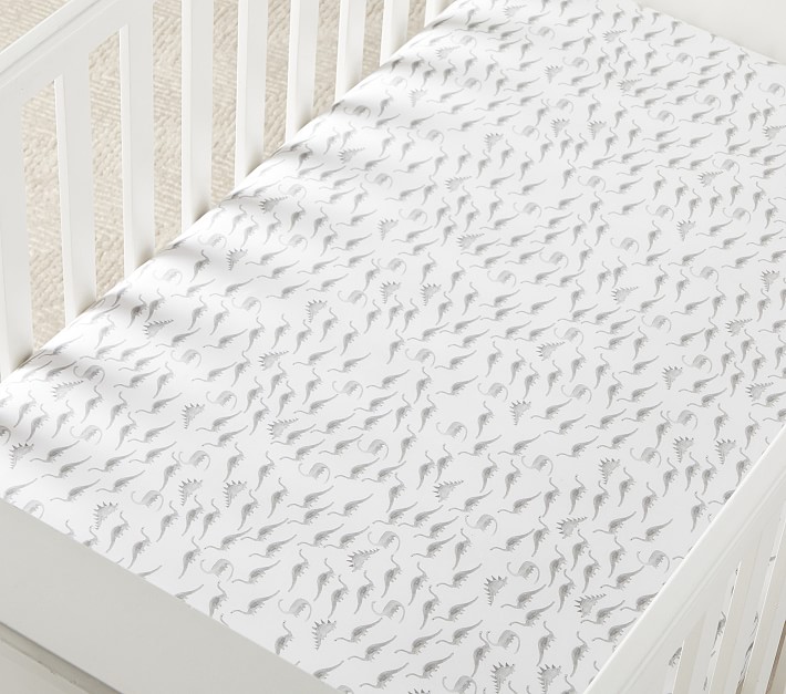 Watercolor Dino Organic Crib Fitted Sheet
