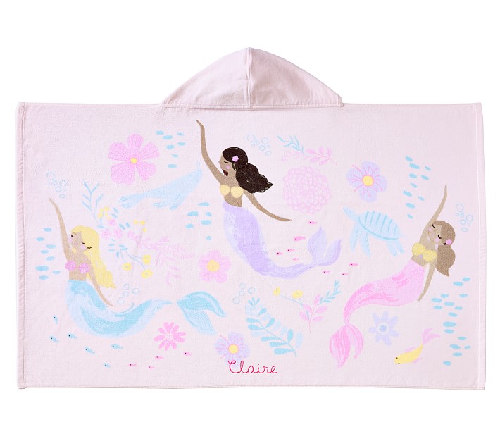 Mermaid Allover Kid Beach Hooded Towel