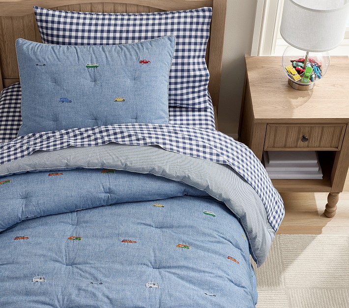 Chambray Embroidered Transportation Comforter &amp; Shams