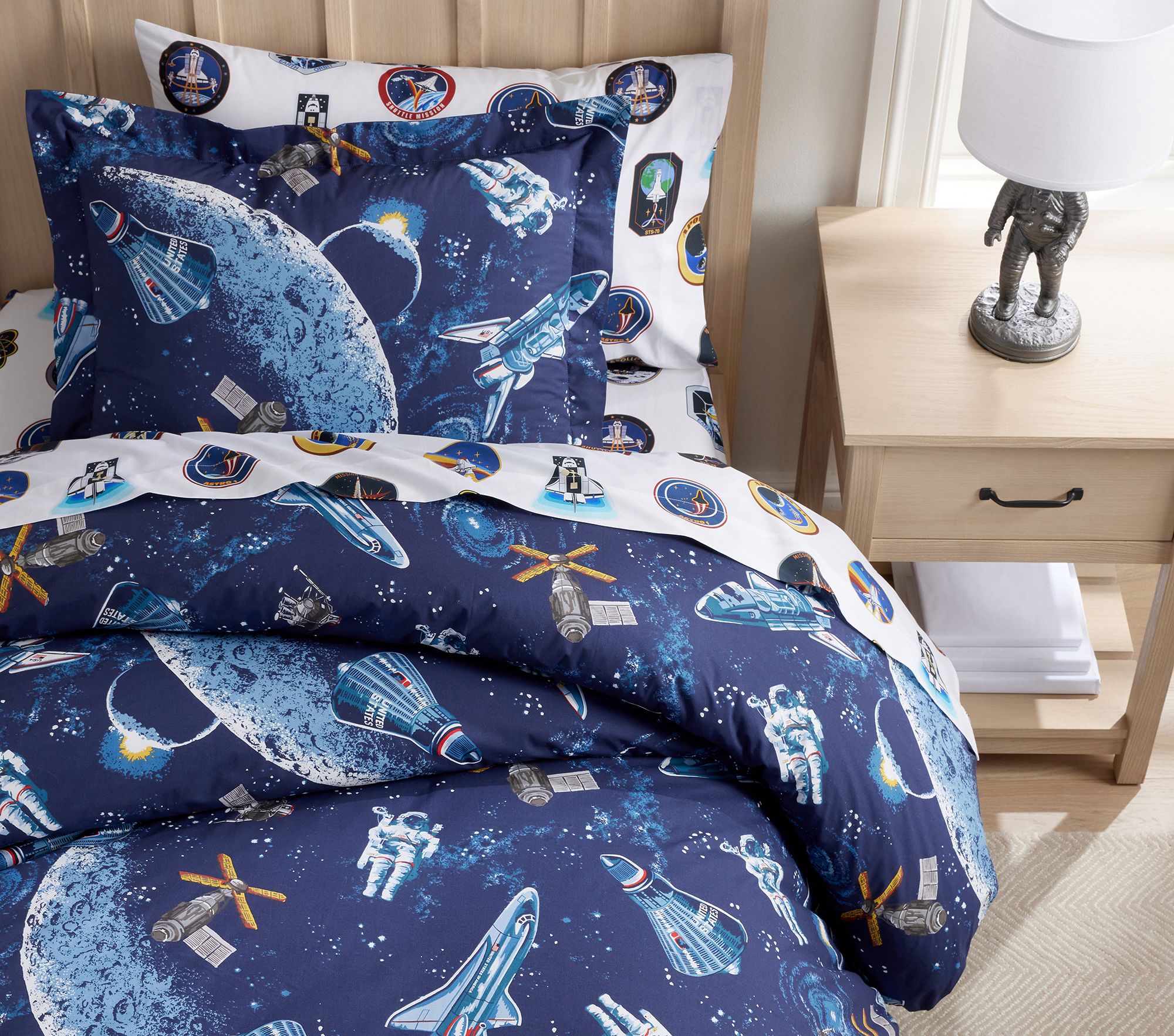 Alt image 1 for Glow-in-the-Dark Astronaut Space Program Duvet &amp; Shams