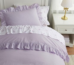 Chambray Ruffle Organic Duvet Cover & Shams