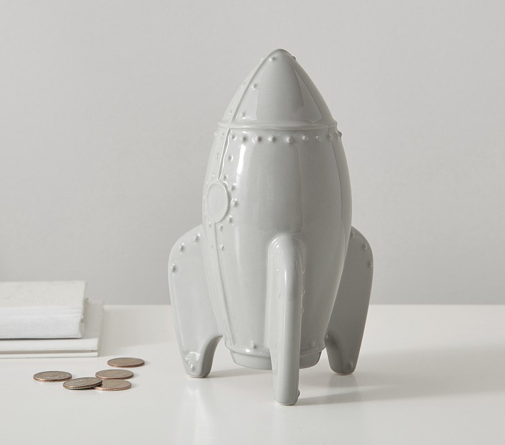 Ceramic Rocket Ship Bank