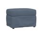 Slipcovered Wingback Ottoman Slipcover, Slipcover, Performance Heathered Basketweave, Slate Blue,