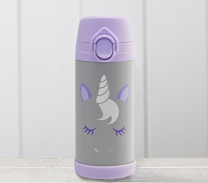 Mackenzie Critter Gray Unicorn Water Bottle