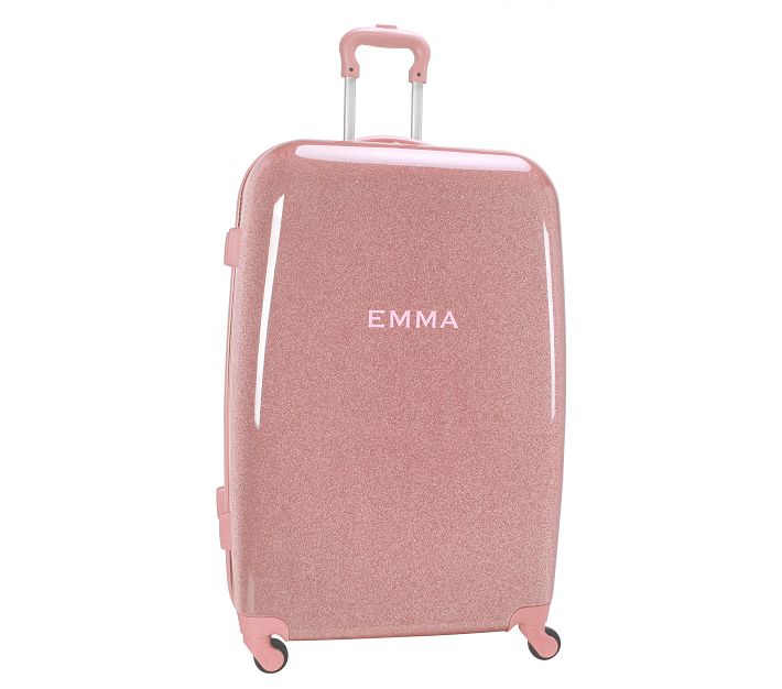 Large size discount Pottery Barn Kids Mackenzie Pink Sparkle Glitter Hard Sided Luggage