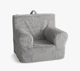 Ultra Plush Grey Faux Fur Anywhere Chair Slipcover Only Pottery Barn Kids