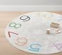 Machine Washable Numbers Round Rug