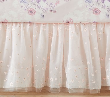 Pottery Barn Kids Monique good Lhuillier Blush Pink Ethereal Baby Crib Skirt