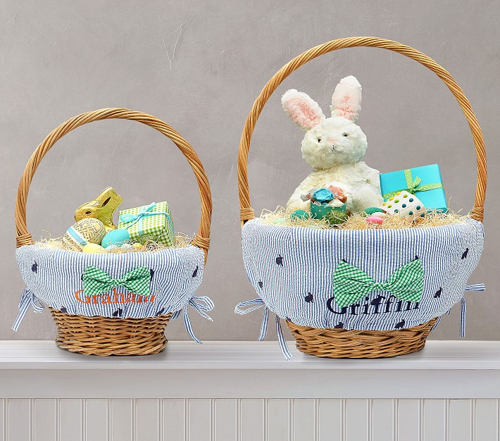 Tie Seersucker Easter Basket Liner