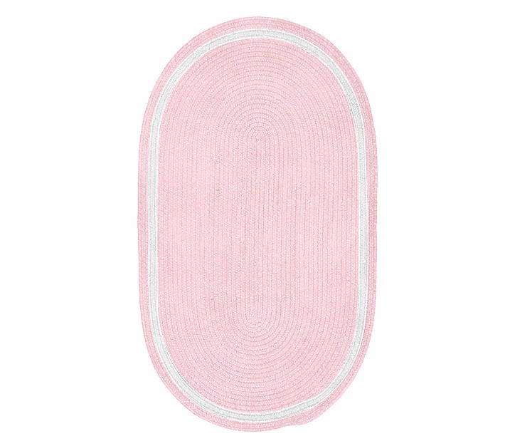 Custom Chenille Border Reversible Easy Clean Rug, Oval