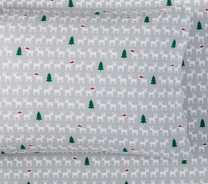 Deer Santa Organic Flannel Sheet Set