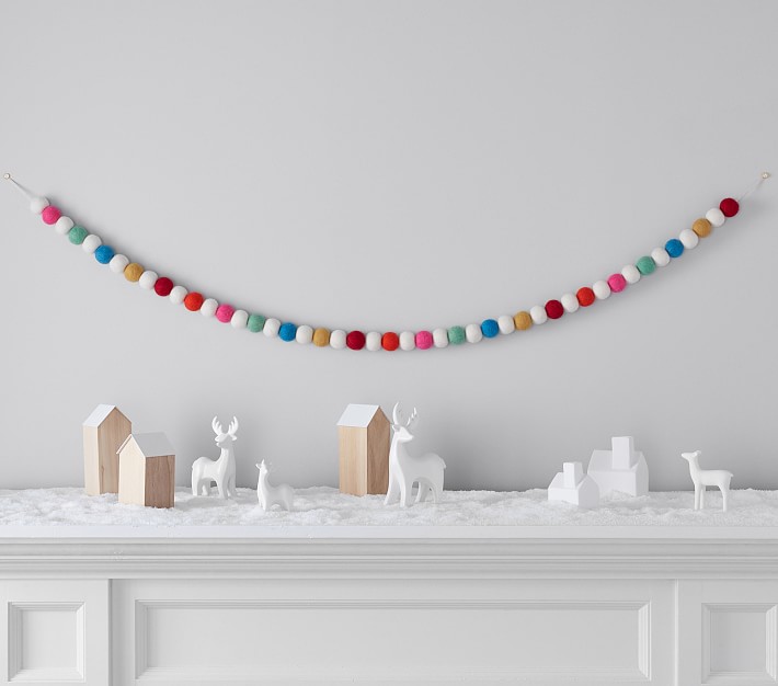 Multi Felted Ball Garland