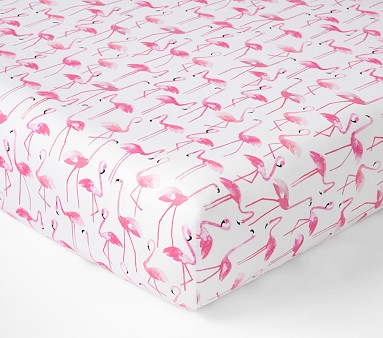 Flamingo Organic Crib Fitted Sheet Pottery Barn Kids