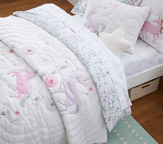 Store Pottery Barn Rainbow Unicorn Quilt Bedding Set