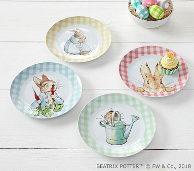 Beatrix Potter Ceramic Kids Plate Set Easter Table Decor Pottery Barn Kids