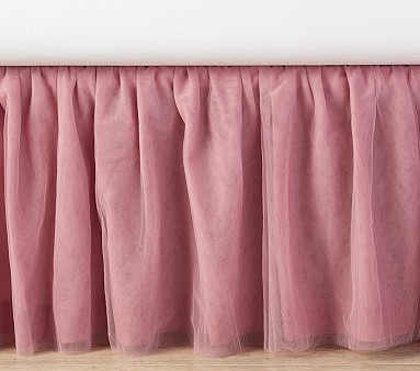 Pink tulle bed skirt best sale