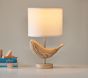 Carved Wood Whale Table Lamp