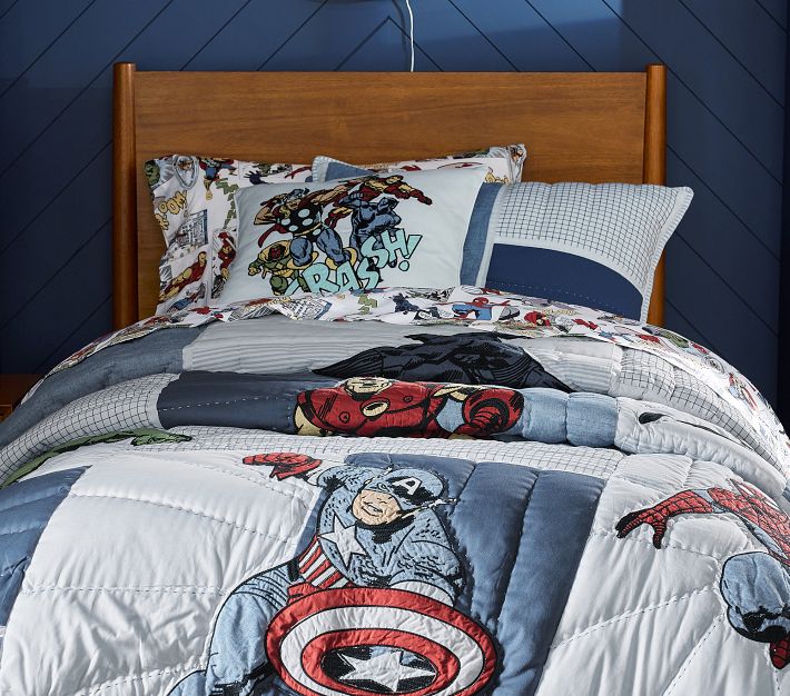 Pottery Barn Kids fashion Marvel Spider-Man Queen Quilt Standard Sham and Euro Sham Set