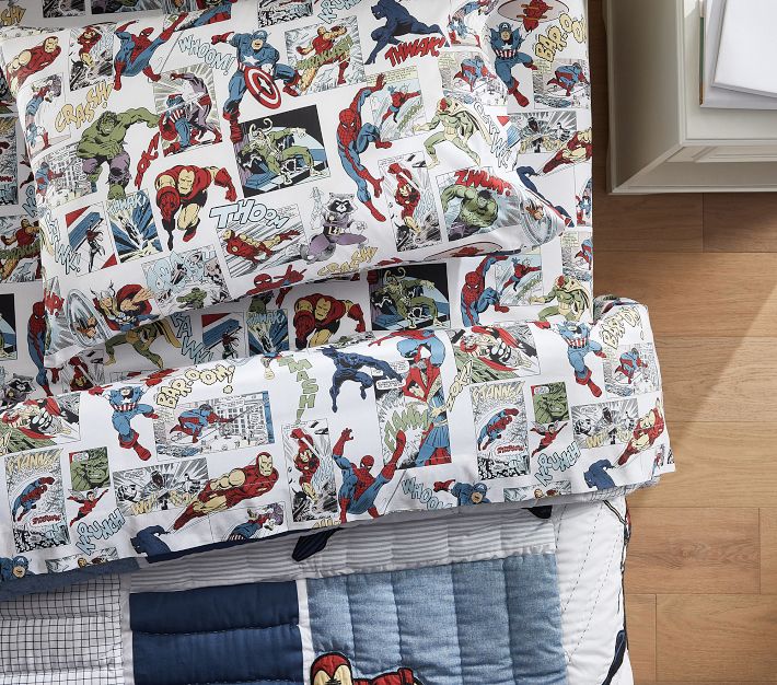 Marvel sheets set full Pottery Barn top NEW