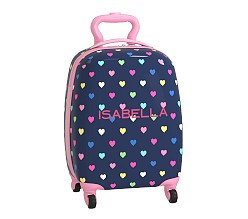 Mackenzie Navy Multi Hearts Hard-Sided Spinner Luggage