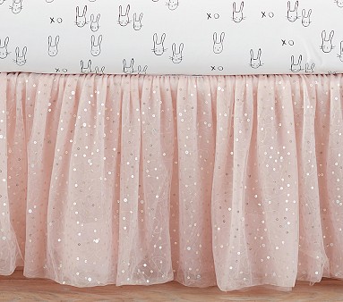 Pink tulle crib skirt best sale