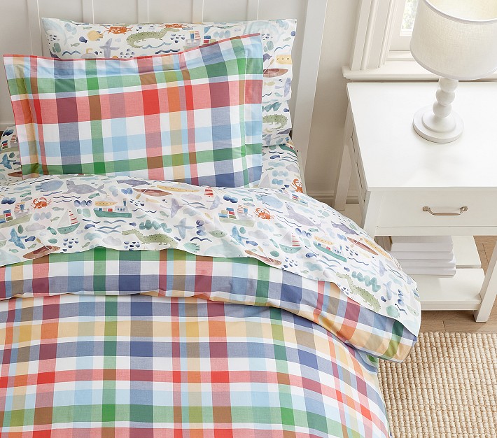 Landon Plaid Organic Duvet Cover &amp; Shams