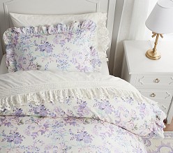 LoveShackFancy Lavender Damask Ruffle Organic Duvet Cover & Shams