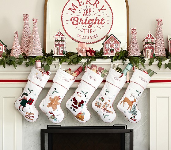 Pottery Barn New with tag set of 4 Christmas stockings $120 outlets