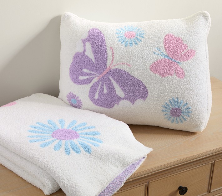 Butterfly Fuzzy Throw Blanket &amp; Wedge Pillow Set