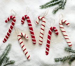 Felted Jumbo Candy Canes Ornaments, Set Of 6