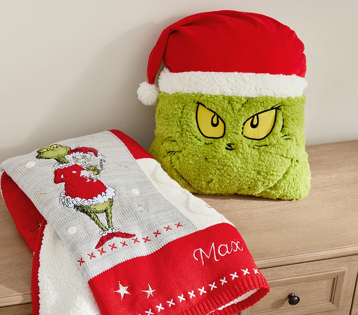 Dr. Seuss s The Grinch Throw Blanket Shaped Pillow Set