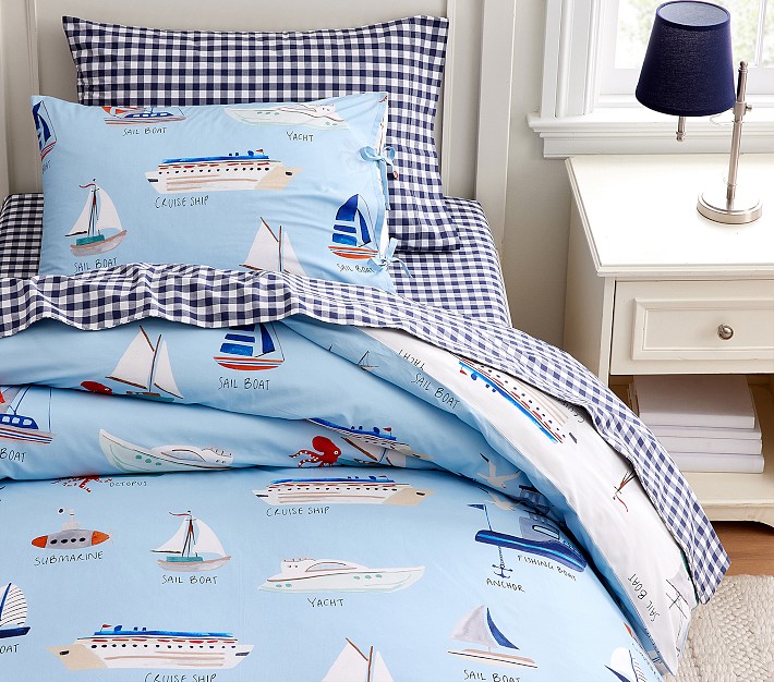 Sailboat Organic Reversible Duvet &amp; Shams