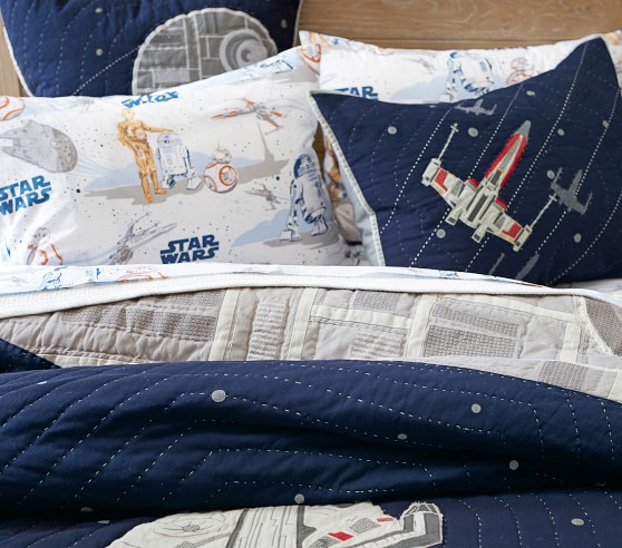 Pottery Barn Kids Star Wars X-Wing Tie Fighter buy Queen Size Quilt+2 Shams+2 Euro