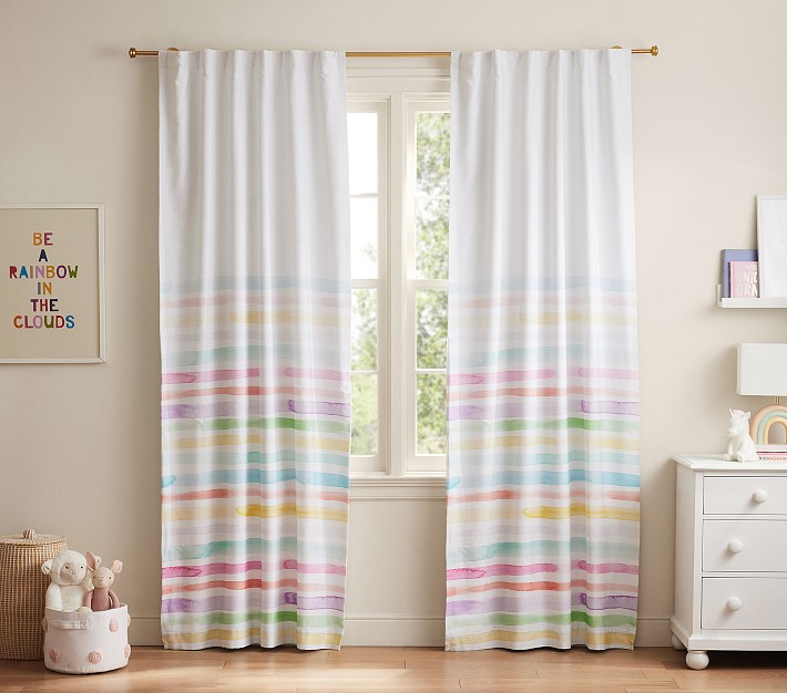 Kayla Rainbow Stripe Cotton Blackout Curtain